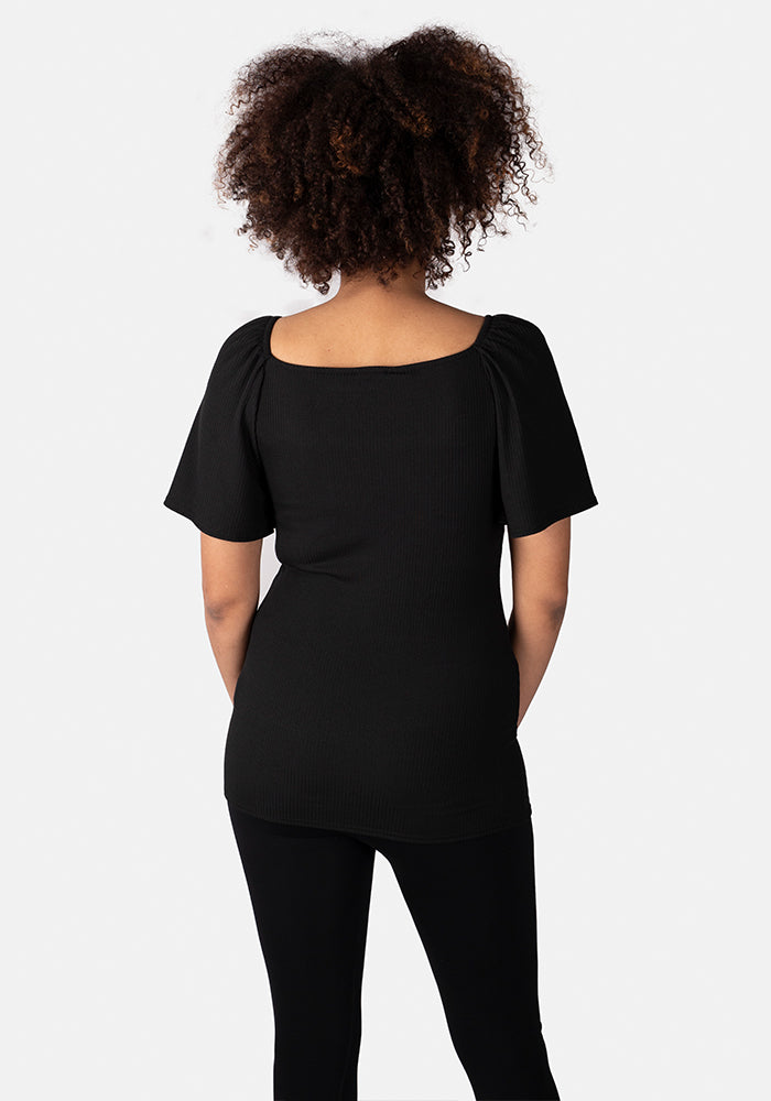 Black Square Neck Top