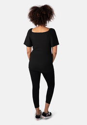 Black Square Neck Top