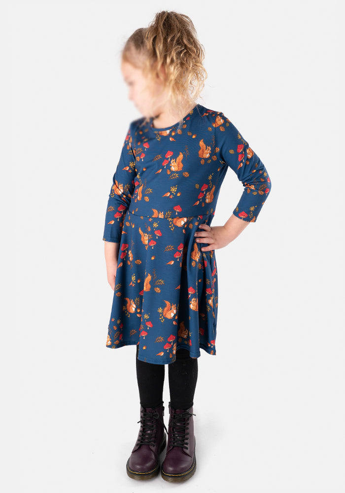 Children's Squirrels & Toadstool Print Dress (Blakely)