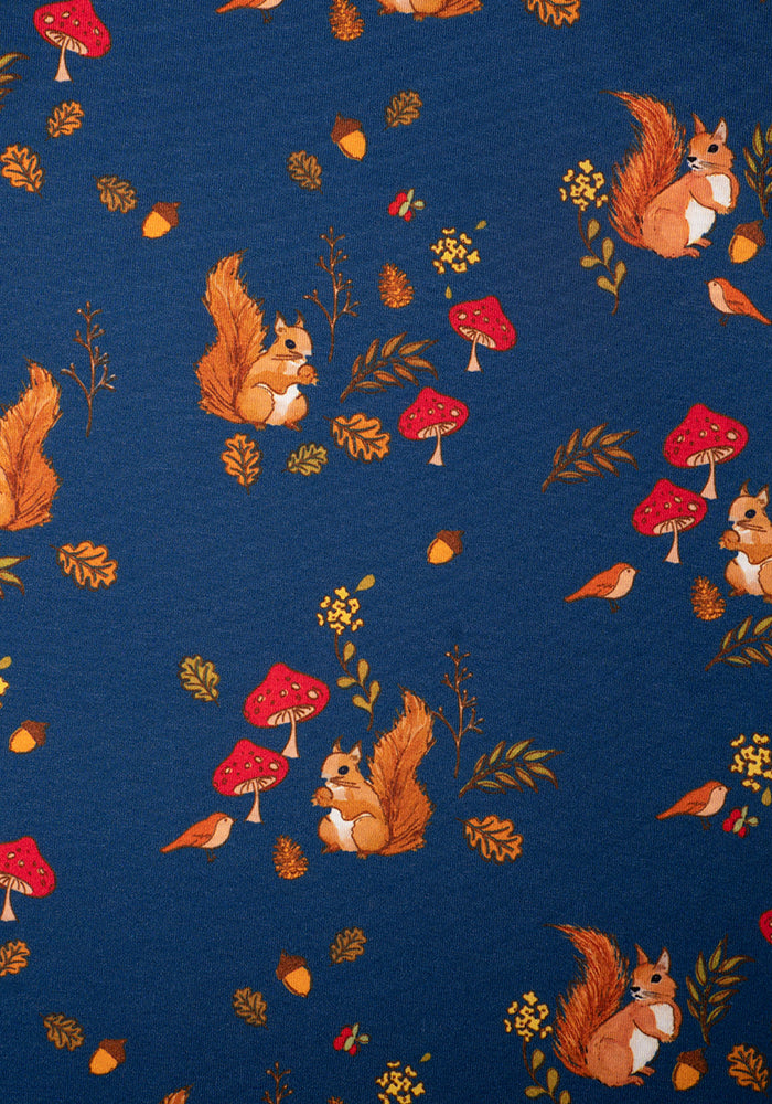 Blakely Squirrels & Toadstool Print Midi Dress