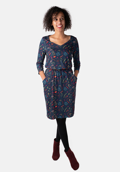 Blanche Navy Autumn Floral Print Dress