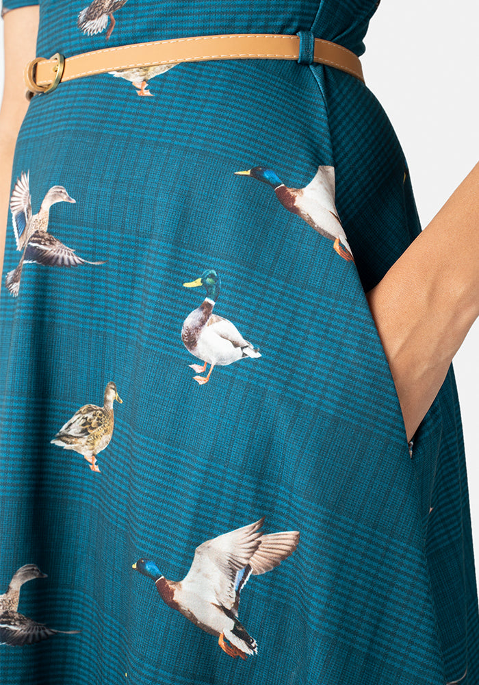 Drake Blue Duck Print Dress