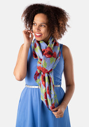 Blue Floral Print Scarf