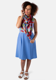 Blue Floral Print Scarf