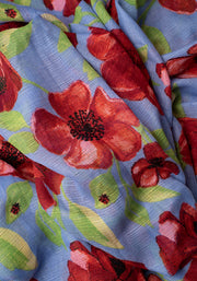 Blue Floral Print Scarf
