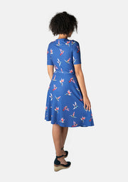Liv Blue Hummingbird Bird Print Dress