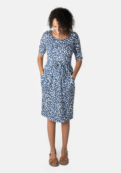 Elaine Blue Floral Print Dress