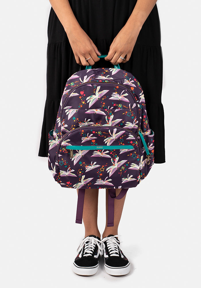 Purple Book Print Rucksack