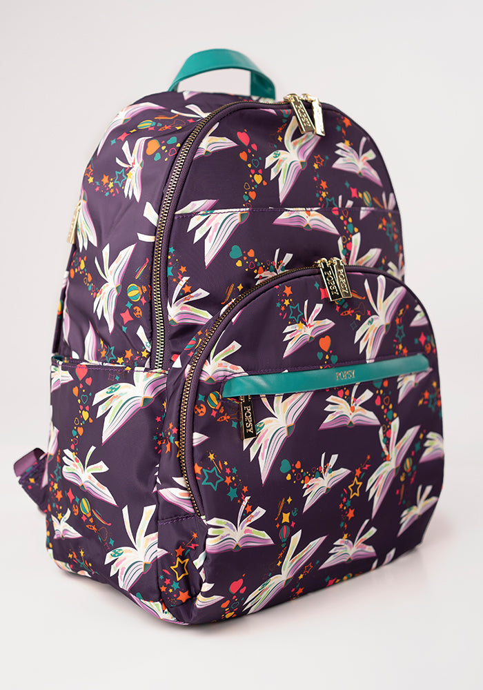 Purple Book Print Rucksack