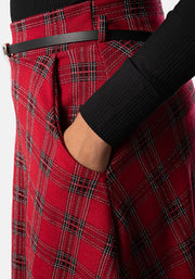 Bridget Red Tartan Midi A-Line Skirt