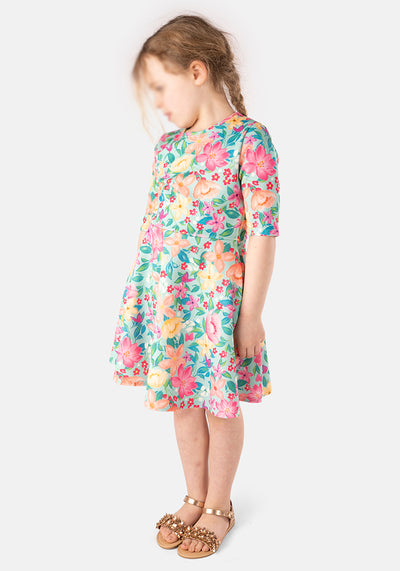 Children's Watercolour Floral Print Dress (Briella)