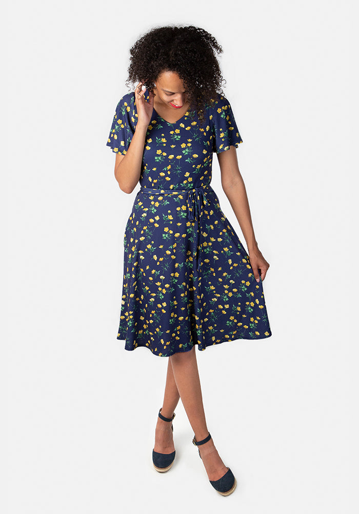 Laura Navy Buttercup Print Dress