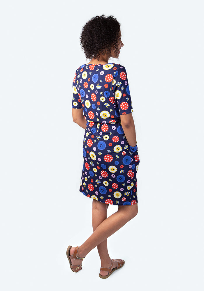 Belinda Button Print Dress