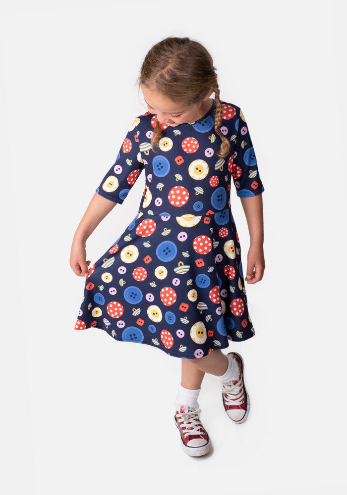 Children's Button Print Dress