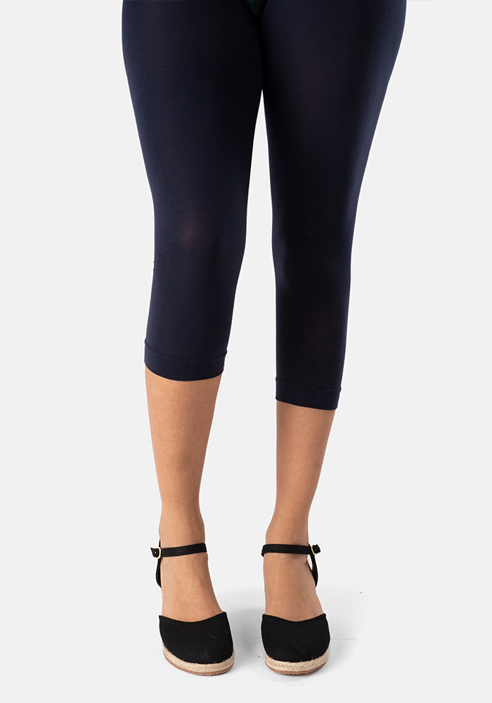 Second angle of 50 Denier Premium Capri Tights (Navy), complete your outfit with our versatile Navy 50 denier Capri tights.