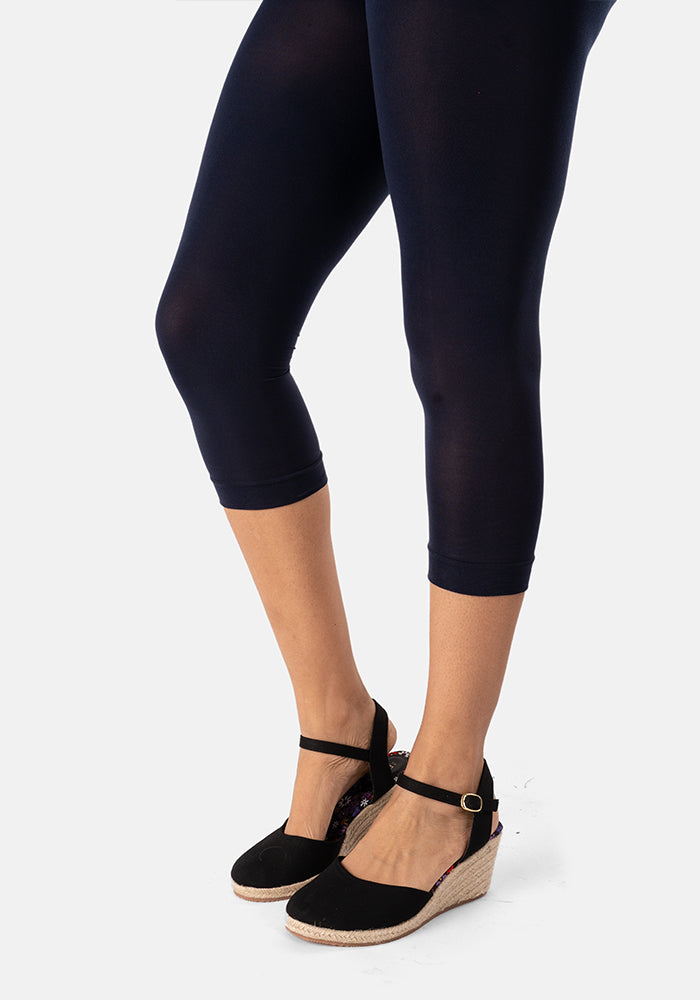 Front view of 50 Denier Premium Capri Tights (Navy), complete your outfit with our versatile Navy 50 denier Capri tights.