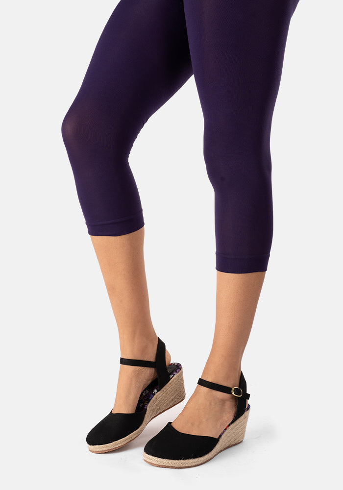 Second angle of 50 Denier Premium Capri Tights (Purple), add a pop of colour with our classic Purple 50 denier Capri tights.