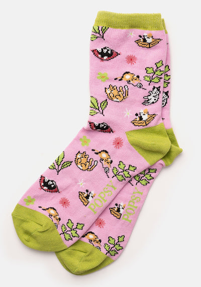 Pink Cat Socks