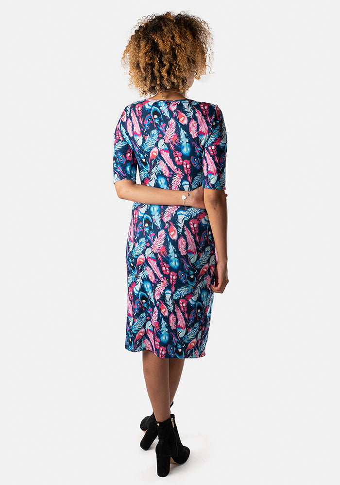 Celeste Feather Print Dress