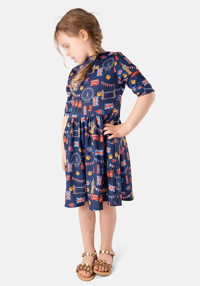 Children's Celebrate London Print Dress (Charles)