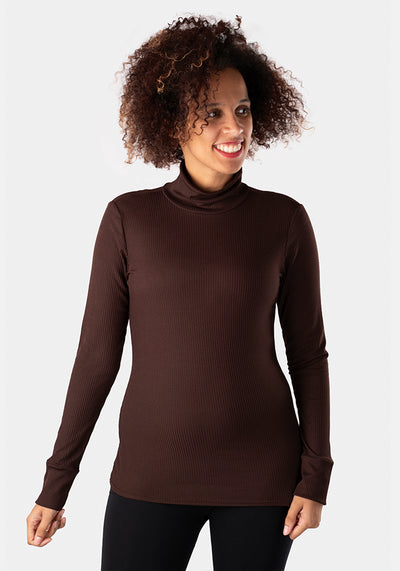 Chocolate Brown Polo Neck Top
