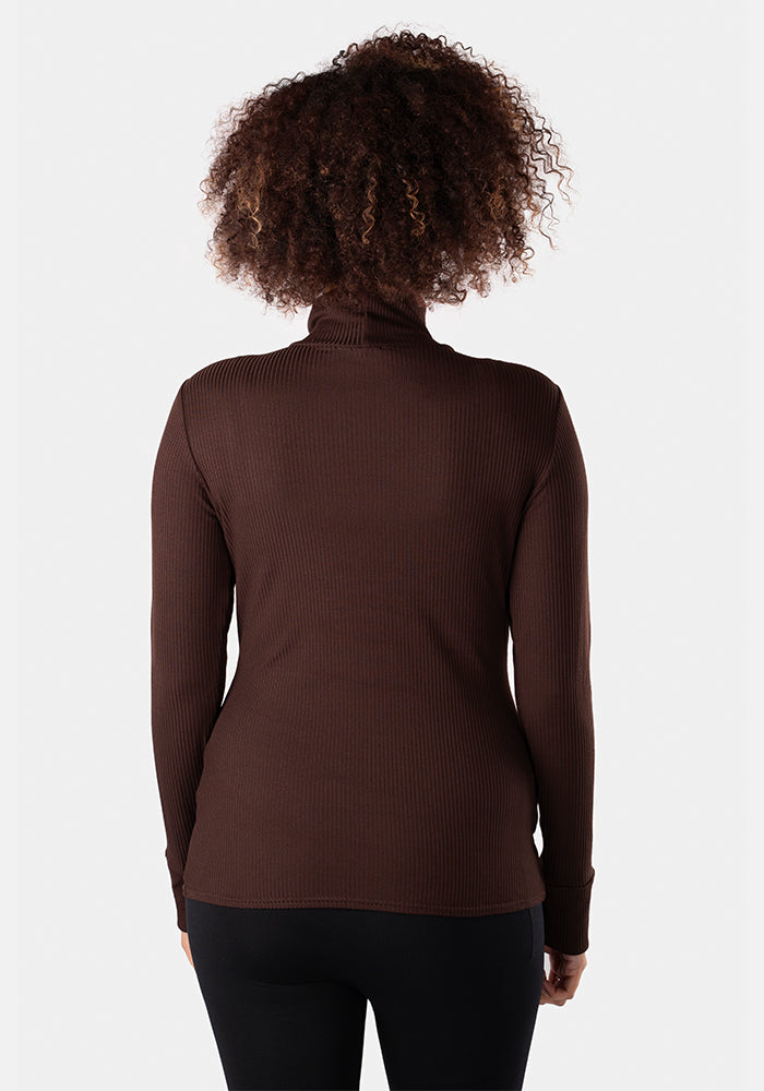 Chocolate Brown Polo Neck Top