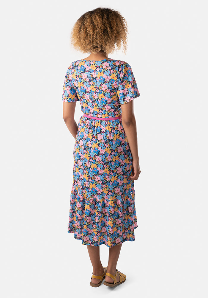 Clarice Multi Coloured Ditsy Floral Midi Dress