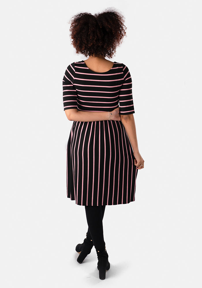 Clemmie Black & Blush Stripe Dress