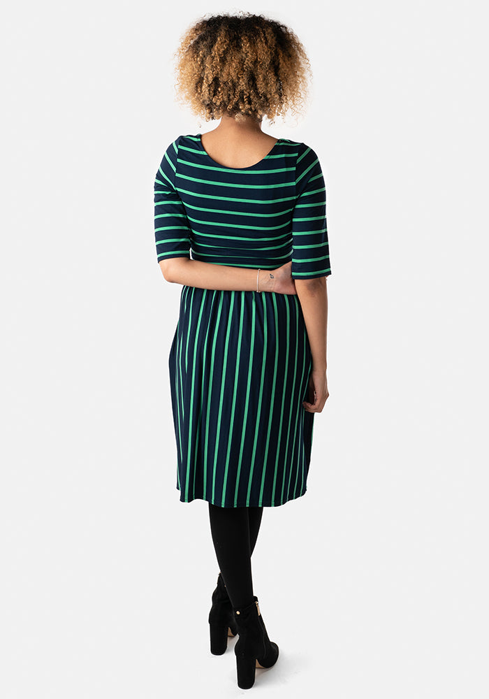 Clemmie Green & Navy Stripe Dress