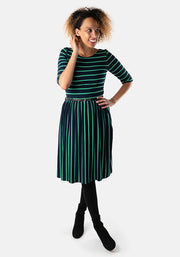 Clemmie Green & Navy Stripe Dress