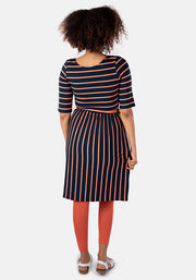 Clemmie Navy & Orange Stripe Dress