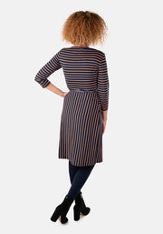 Colette Navy & Tan Stripe Dress