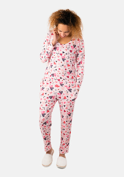 Cupid Pink Heart Print Pyjama Set