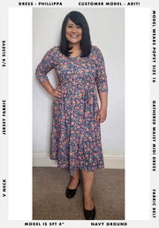 Phillippa Autumn Ditsy Floral Print Midi Dress
