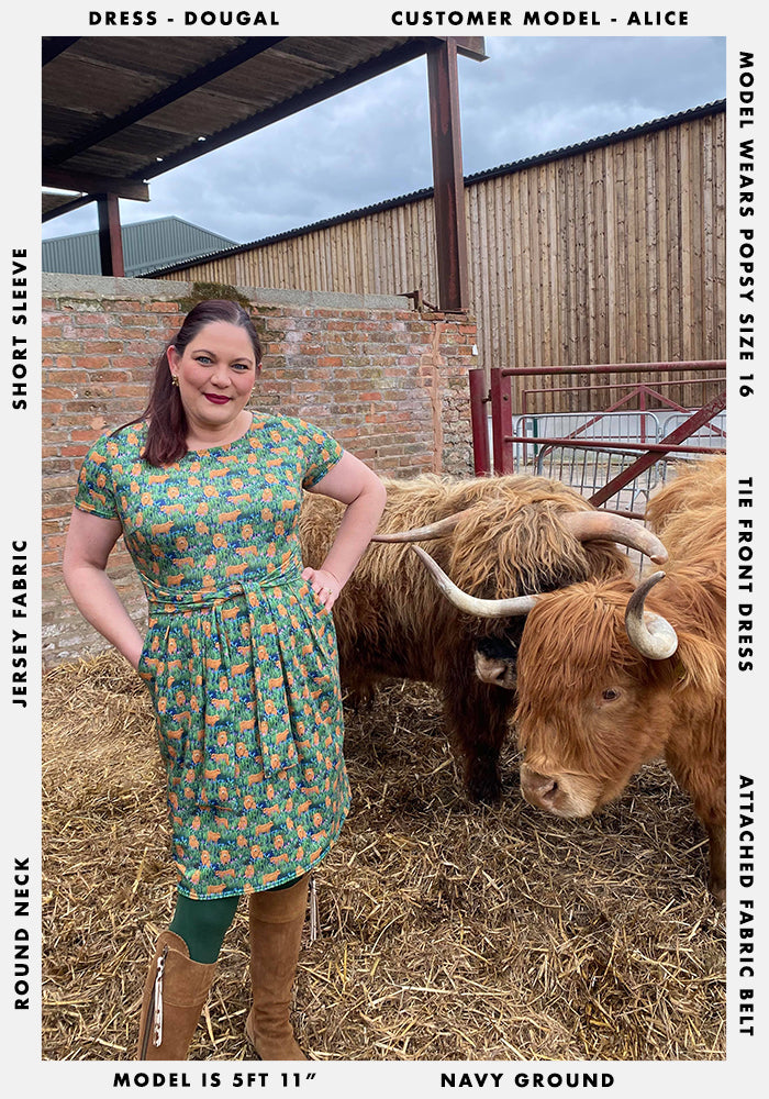 Dougal Highland Cow Print Dress