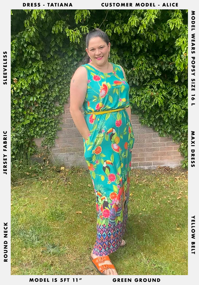 Tatiana Toucan & Fruit Print Maxi Dress