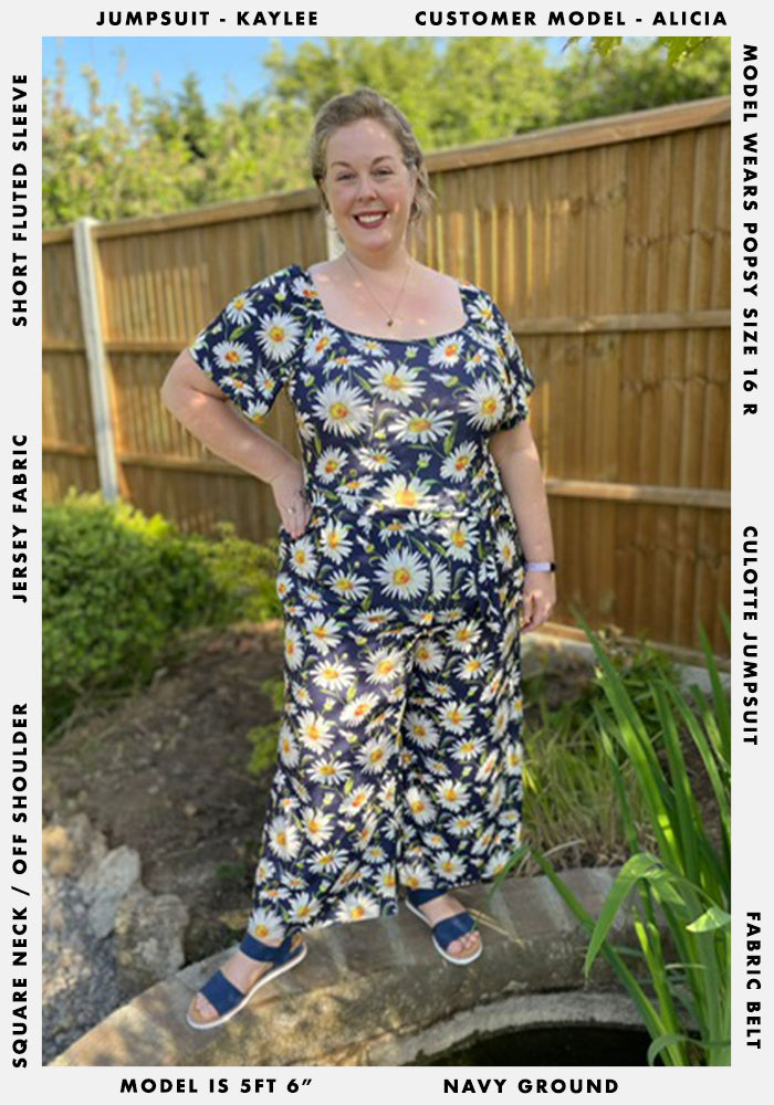 Kaylee Large Daisy Print Culotte Jumpsuit