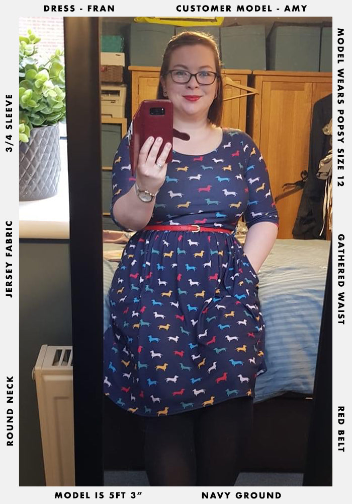 Fran Navy Dog Print Dress