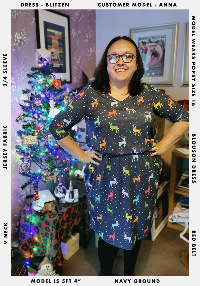 Blitzen Multi Coloured Reindeer Print Dress