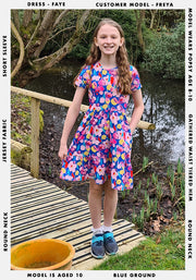 Children's Painted Floral Print Dress (Faye)