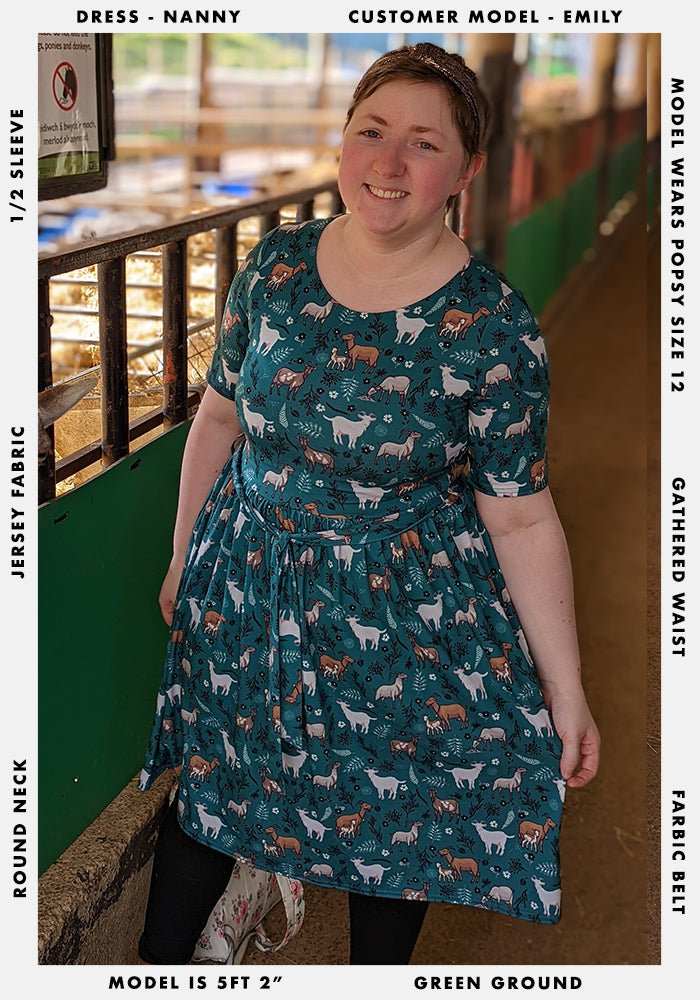 Nanny Grazing Goat Print Dress