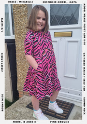 Children's Bright Tiger Stripe Print Dress (Mirabelle)