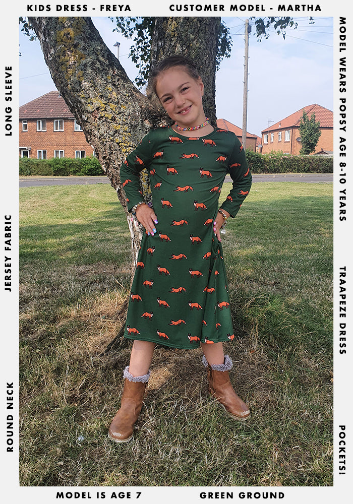 Children's Fox Print Dress (Freya)