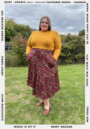 Aramis Holly Mistletoe & Nuts Print Tiered Hem Midi Skirt