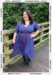 Valentino Blue Animal Heart Print Midi Dress