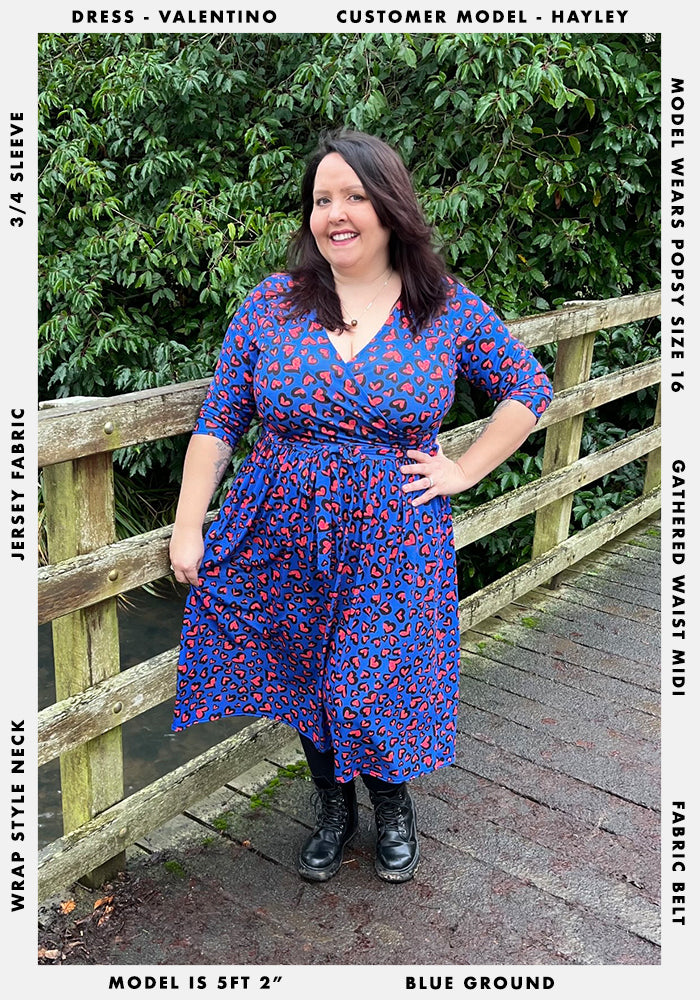 Valentino Blue Animal Heart Print Midi Dress