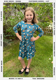 Children's Playful Cats Print Dress (Sheba)