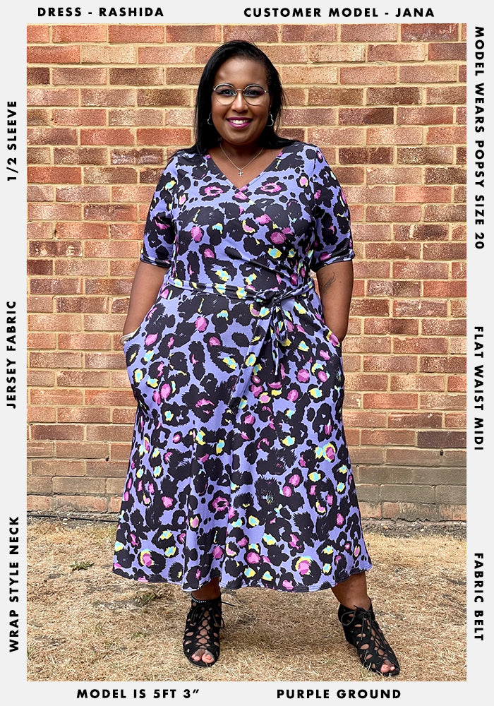 Rashida Lilac Animal Print Midi Dress