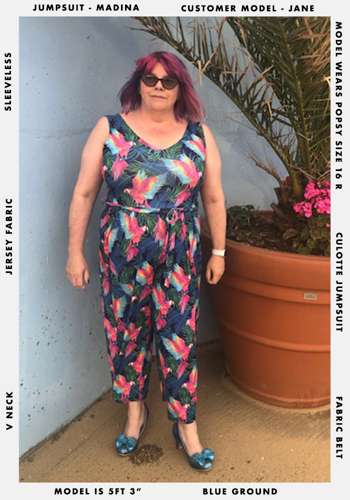 Madina Tropical Parrot Print Culotte Jumpsuit