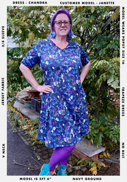 Chandra Midnight Floral Print Trapeze Dress